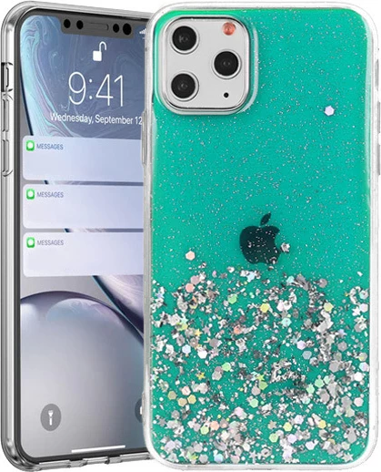 Mbështjellës ONASI SPARKLE 17567 për Samsung Galaxy A14, silikoni me glitter, jeshile
