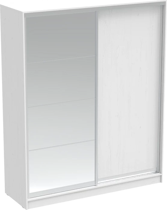 Dollap rrëshqitës me pasqyrë, ngjyrë e bardhë, 180x60x220cm