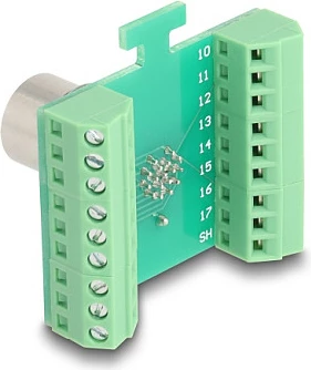 Adapter modul DeLOCK M12 17-pin A-coded në terminal block 18-pin, femër/femër, i gjelbër