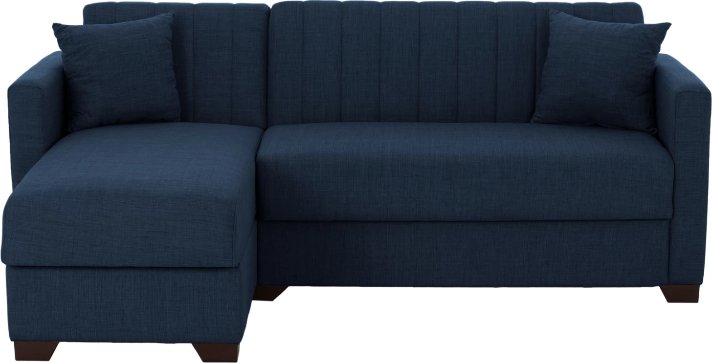 Divan qoshe me shtrat GHUFRAN FH3244.07, i kthyeshëm me hapësirë magazinimi, pëlhurë blu, 200x133x77 cm