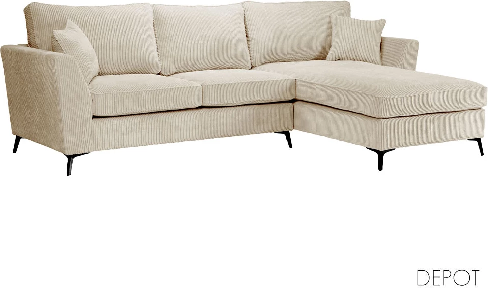 Këndare e djathtë BOEL, kadife bezhë Lincoln 03, 280x170x92