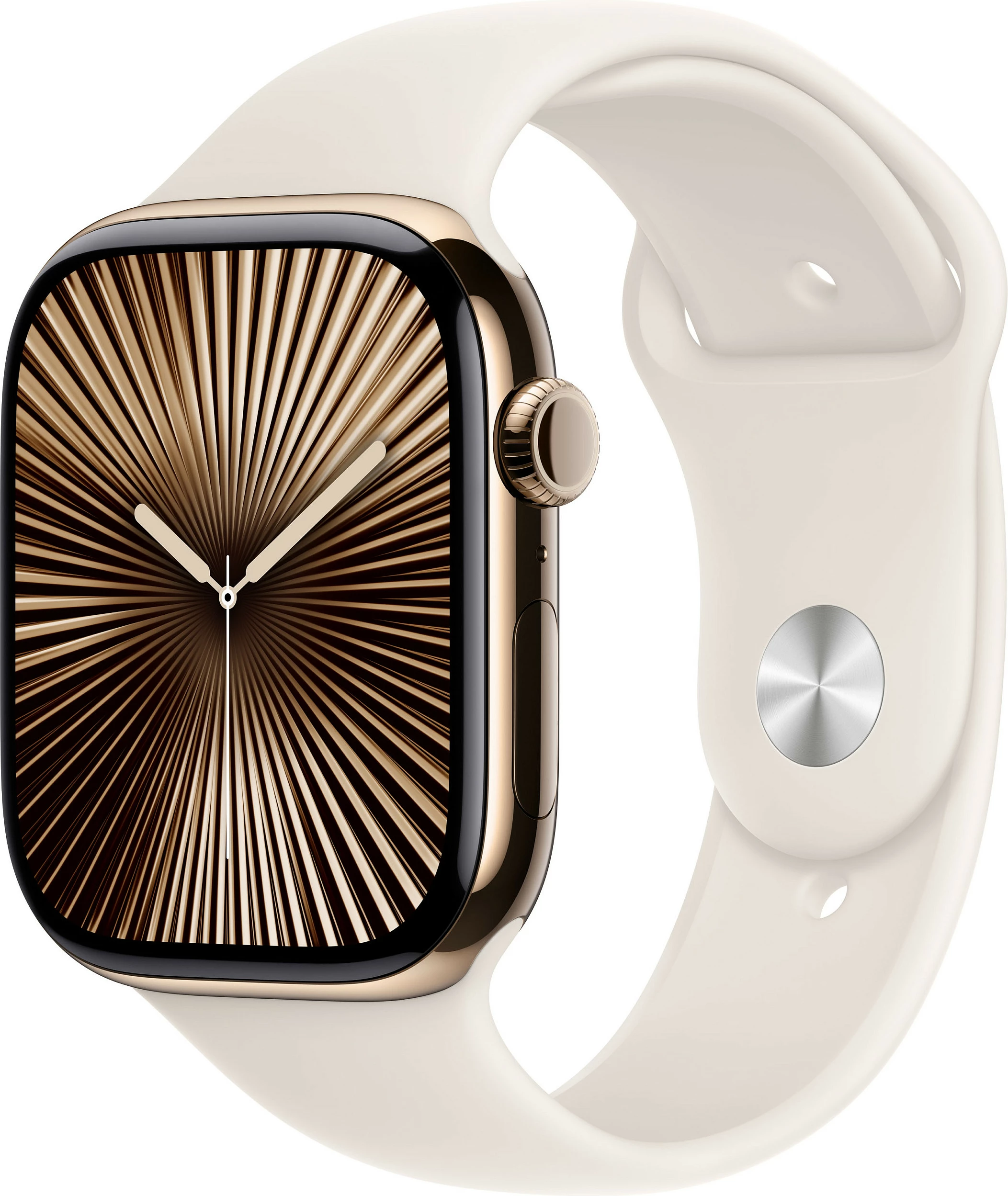 Smartwatch Apple Watch Series 10 GPS + Cellular 46mm, kasë titanium ari, rrip sport bezhë S/M