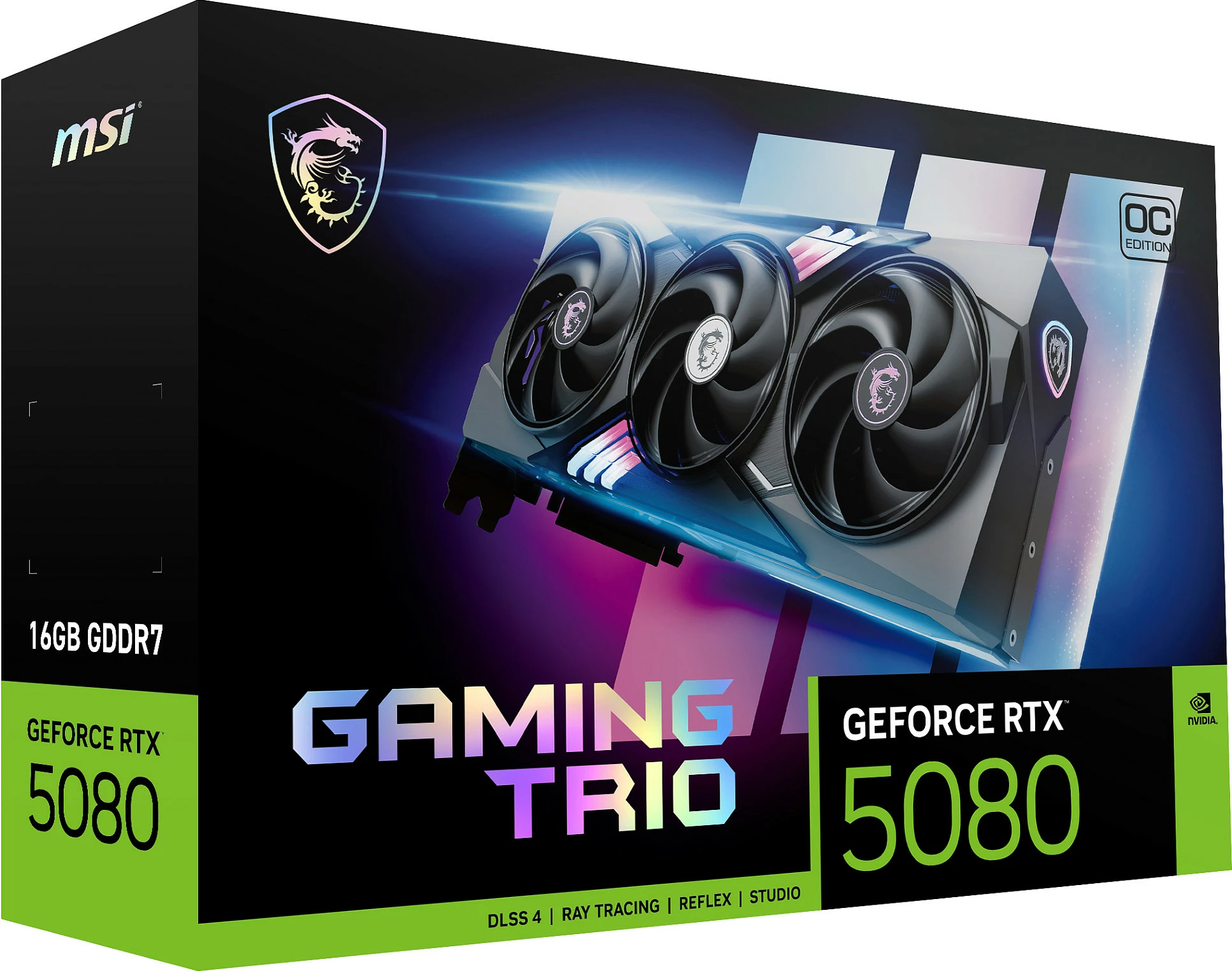 Kartelë grafike MSI GeForce RTX 5080 16G TRIO OC, 16 GB, GDDR7, e zezë
