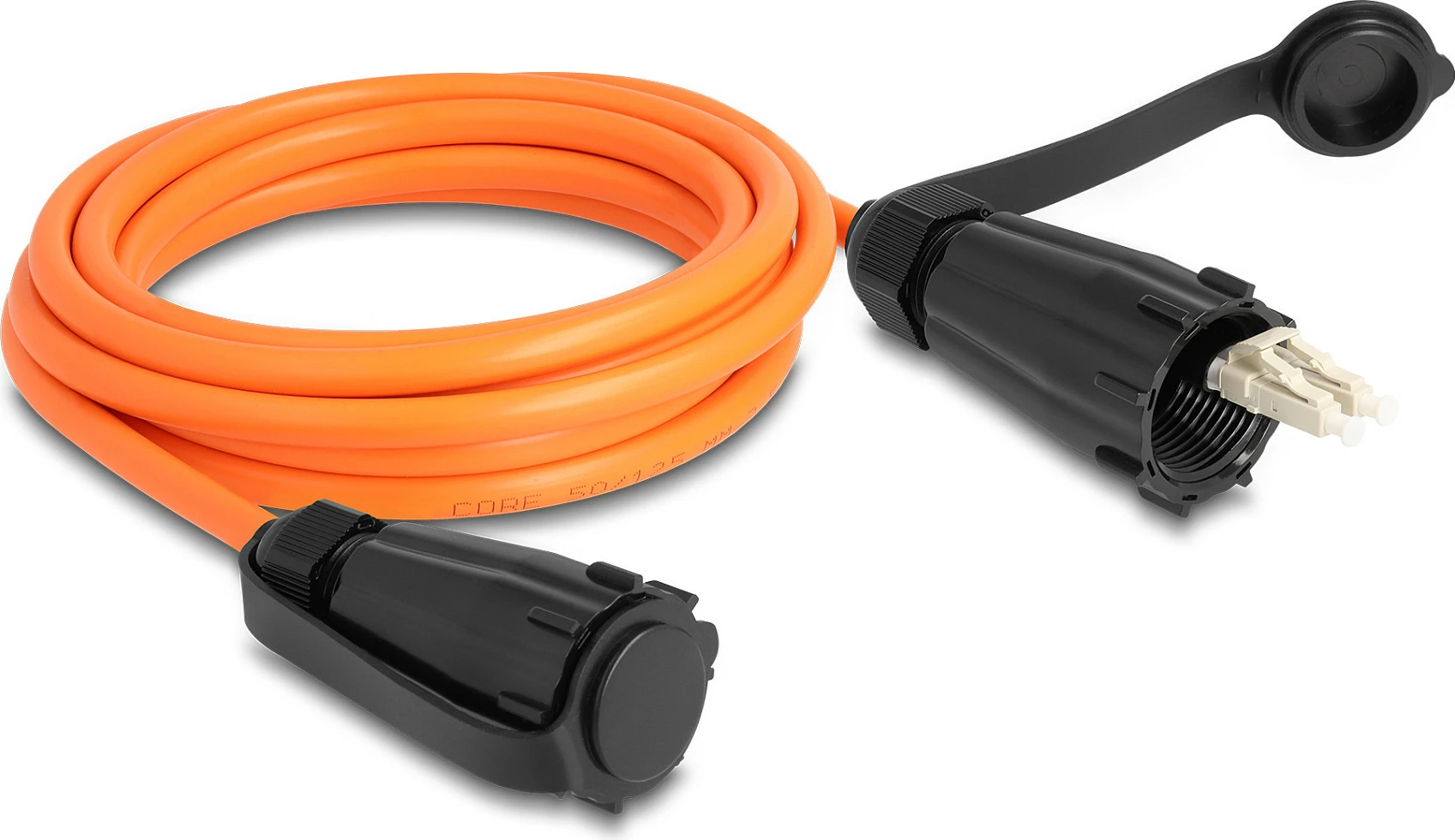 Kabllo fibër optike DeLOCK LC-LC Duplex, OM2 multi-mode, 3 m, IP68, portokalli