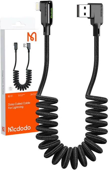 Kabllo USB në Lightning Mcdodo CA-7300, 1.8m, kënduar, e zezë