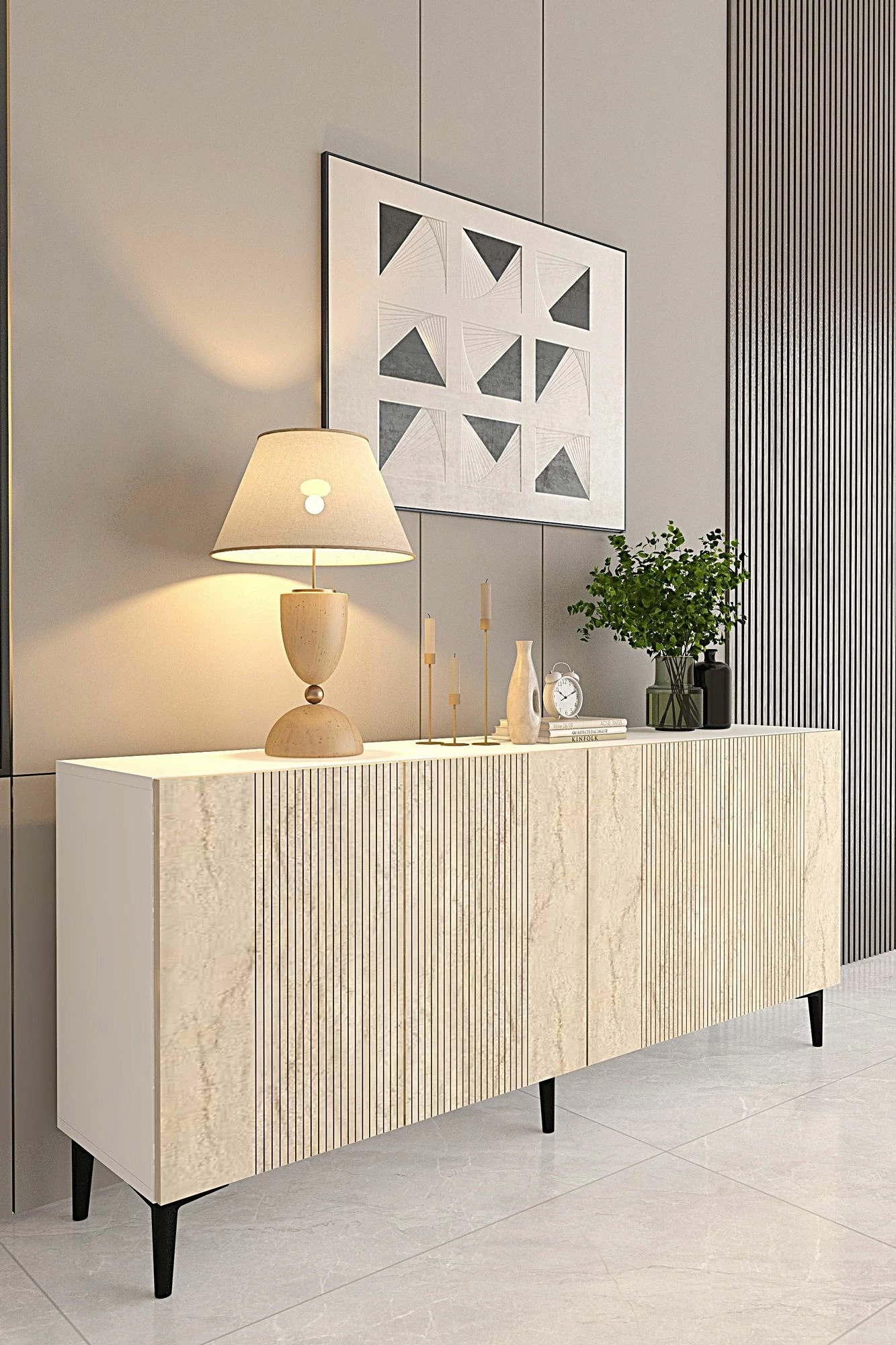 Konsol Skye Decor, Corsa 150, e bardhë, travertin