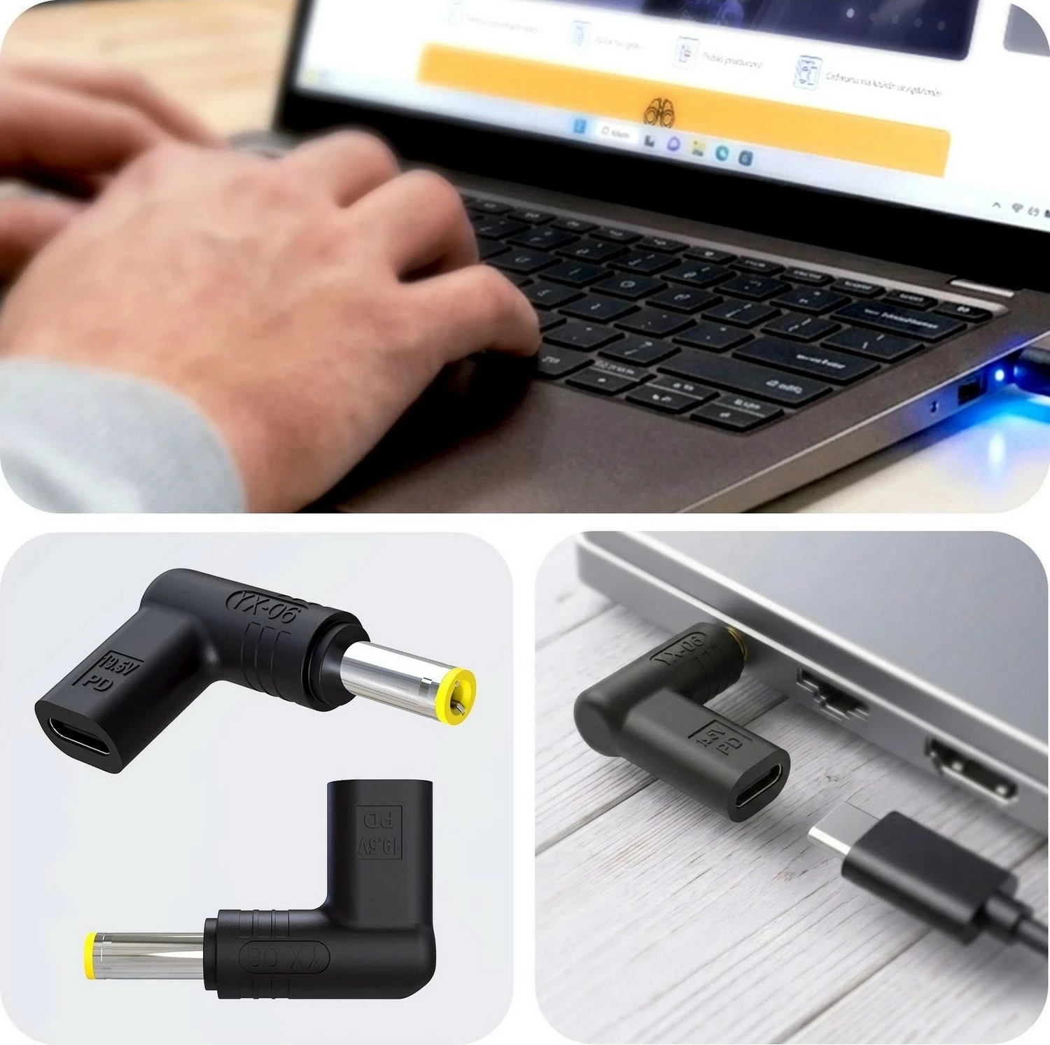 Karikues 3MK HARDY 65W, USB-C/DC, për Acer Asus Dell IBM Lenovo Toshiba HP, i zi