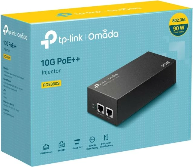 Injektor PoE TP-Link Omada POE380S 90W, 10Gbps, i zi