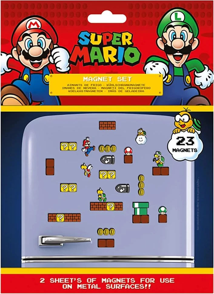 Set magnetësh Pyramid Super Mario, 23 copë, 2 fletë