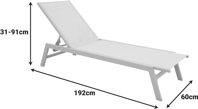 Shezlong alumini Boka, ngjyrë kapuçino-bezhë, 60x192x31cm