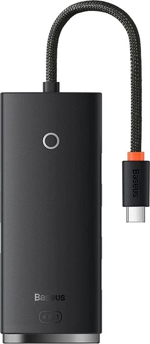 Kasë Baseus Lite Series HUB 4-në-1, USB-C në 4x USB 3.0 + USB-C, 25cm, e zezë