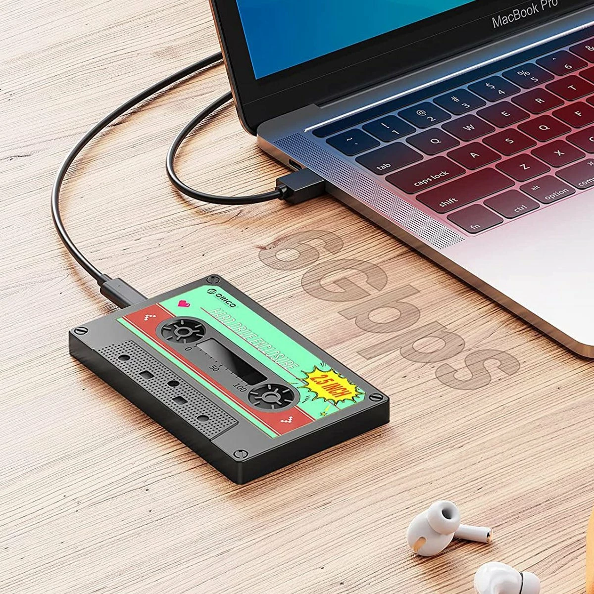 Kasë ekstern për disk 2.5" Orico 2580C3-V1-BK-EP, SATA III në USB-C 3.2 Gen1 6Gbps, deri 6TB, dizajn kasetë, e zezë