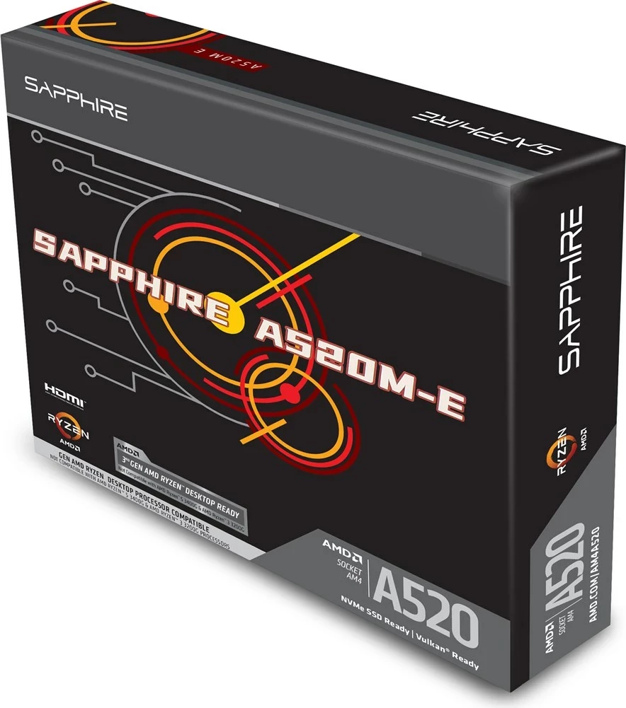 Pllakë amë Sapphire A520M-E, Socket AM4, micro ATX, e zezë