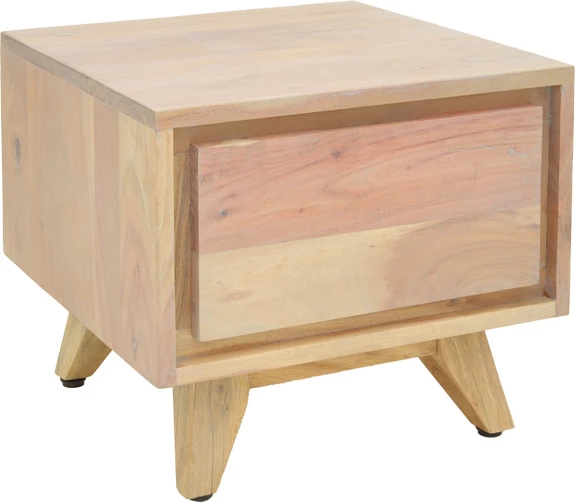 Komodinë Emira, dru akacie, ngjyrë natyrale, 40x40x35cm