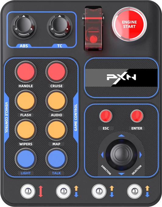 Panel kontrolli me butona për simracing, PXN CB1, 30 butona të programueshëm, RGB, lidhje me kabllo USB-C, montim me kapëse