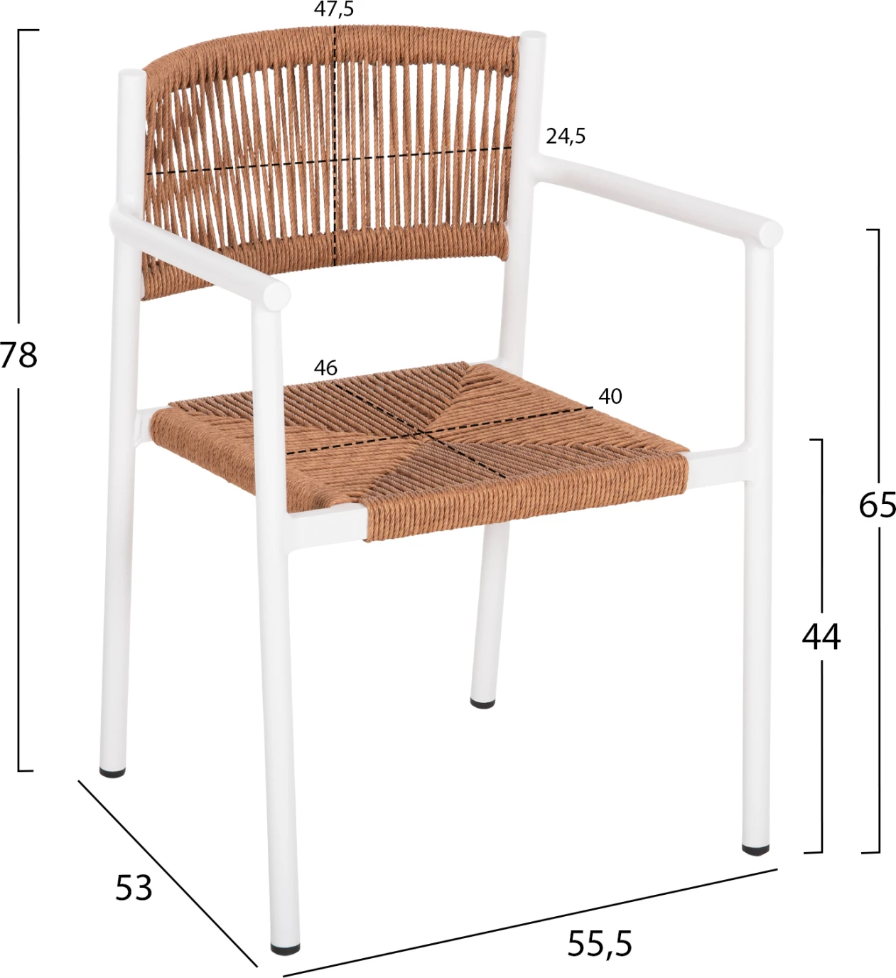 Karrige alumini STER FH5786.11 e bardhë me ratan sintetik në bezhë 55,5x53x78Hcm