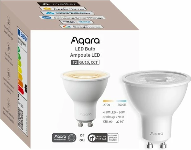 Llambë smart LED AQARA T2 GU10 CCT (LB-L03E) 4.9W 450lm, e bardhë, 1 copë