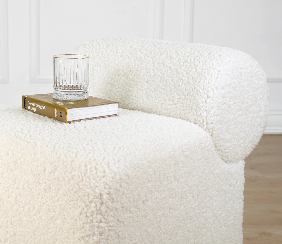Puf Atelier del Sofa, monlik kürk, i bardhë