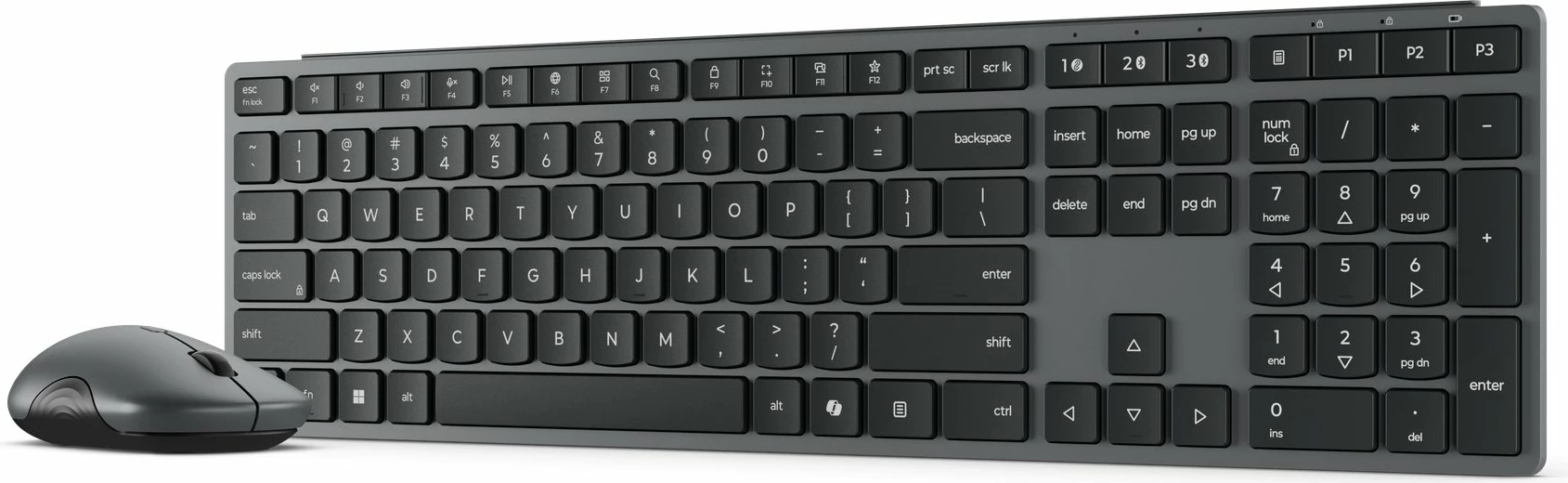 Set tastierë + maus wireless Lenovo 700 Modern Multi-Device GX31S04959, US layout, Bluetooth/2.4GHz, e zezë