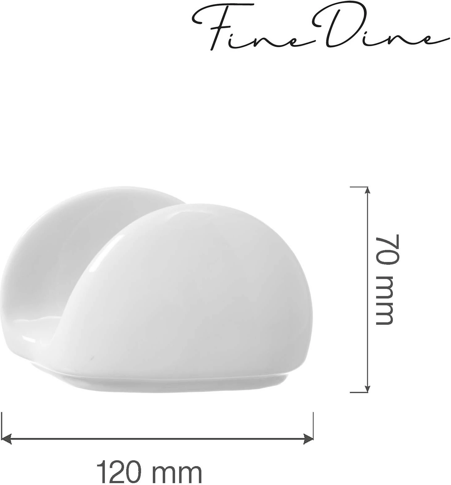 Mbajtëse pecetash Fine Dine Bianco 115x60x70mm, porcelan, e bardhë, set 6 copë