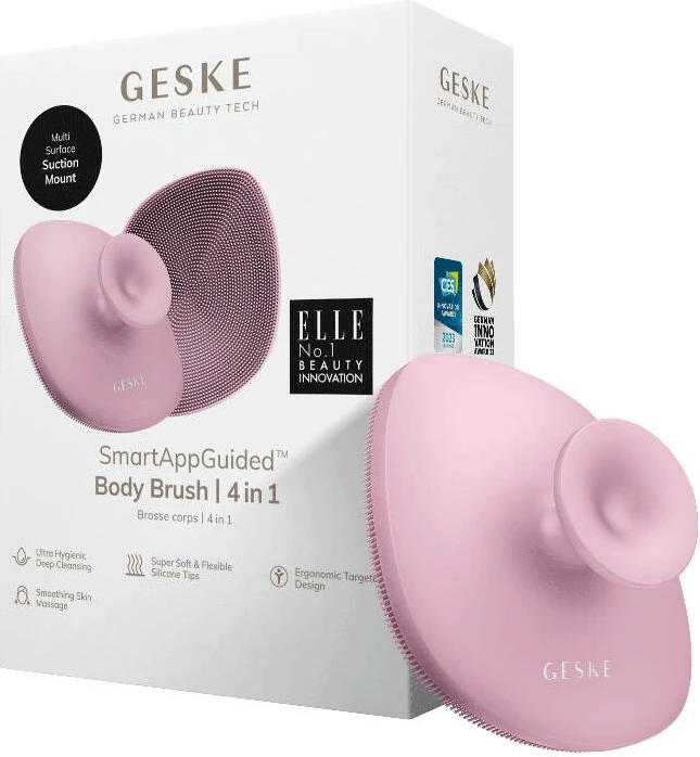 Furçë trupi Geske 4-në-1, silikon, rozë