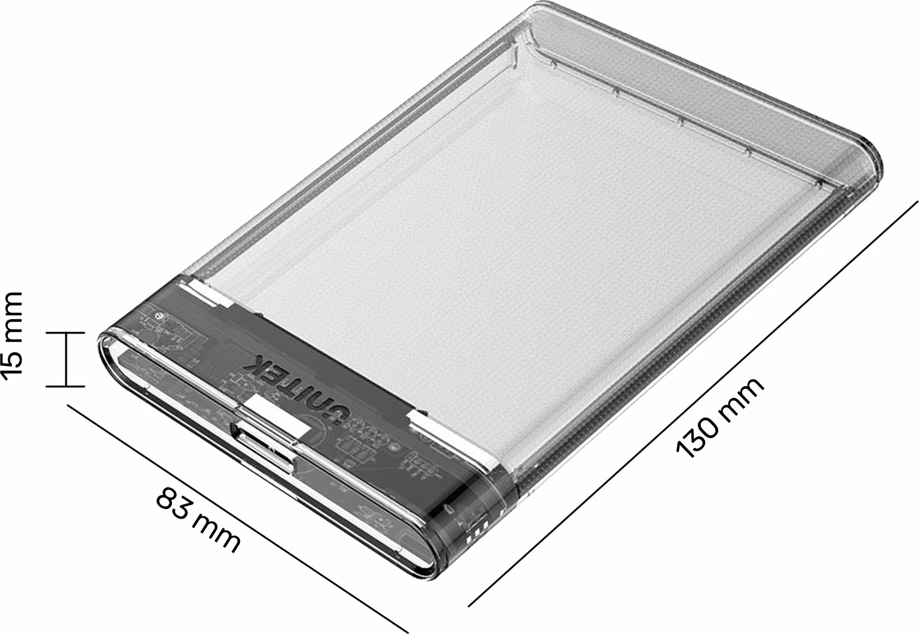 Kasë eksternale për HDD/SSD 2.5\" Unitek S1103A, USB 3.2 Gen 1 në SATA III, transparente