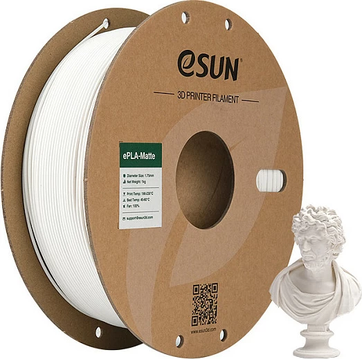 Filament për 3D printer eSun ePLA-Matte, 1.75mm, 1kg, e bardhë qumështi