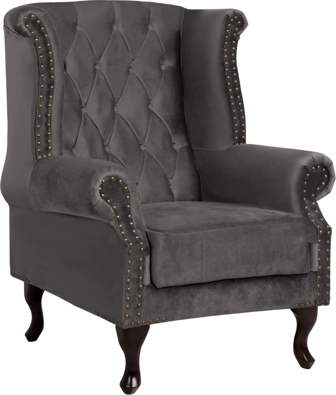 Fotelje gri kadife, stil Chesterfield, Polina, 83x75x107 FH0053.10