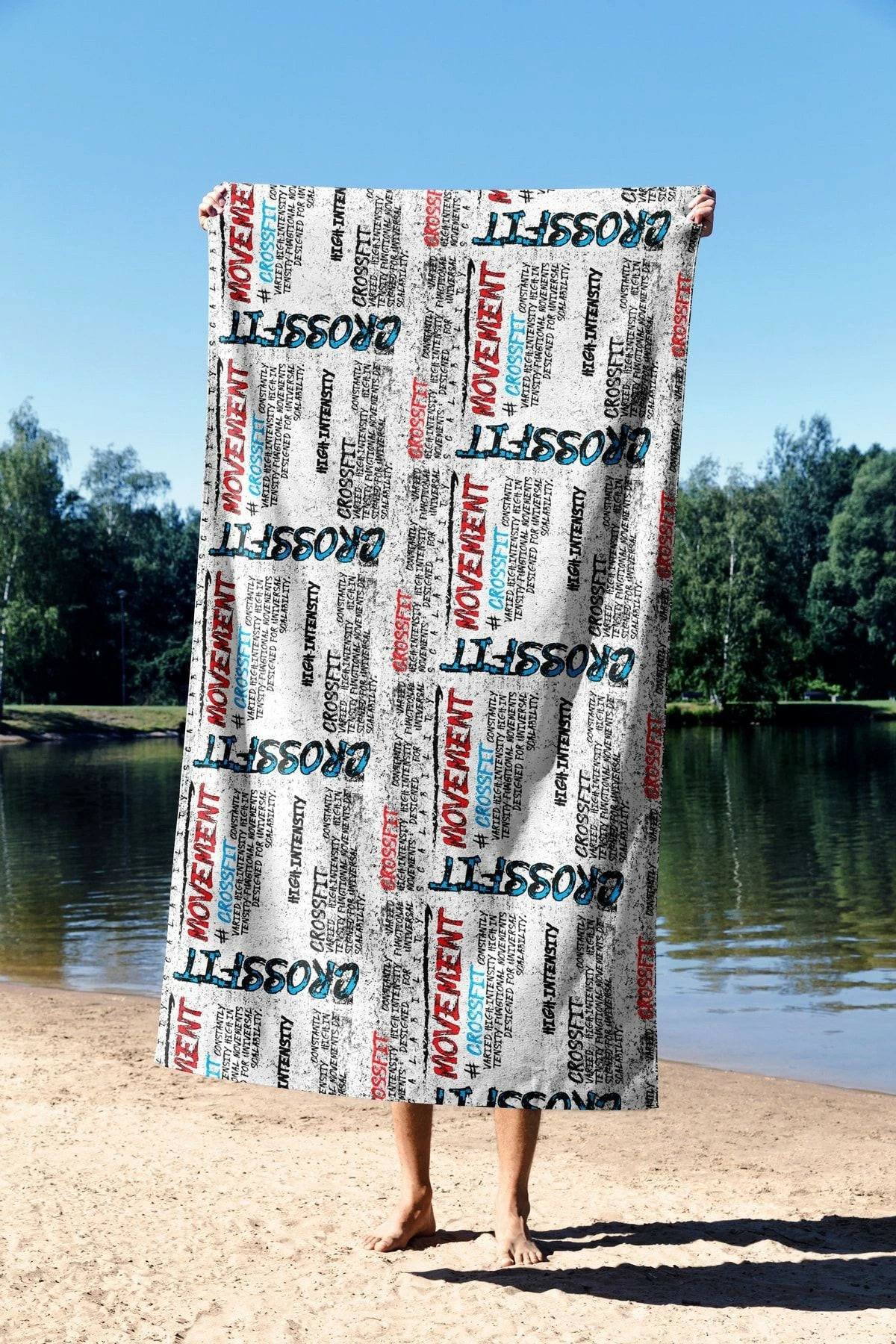 Peshqir plazhi sportiv, shumëngjyrësh, Mijolnir Crossfit, 90x150cm