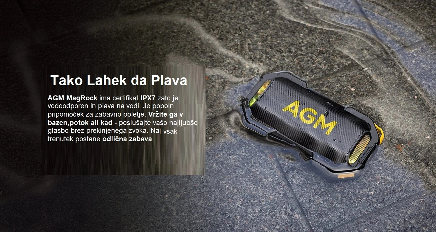 Altoparlant Bluetooth AGM MagROCK 8W TWS IPX7 me magnet dhe RGB, i zi