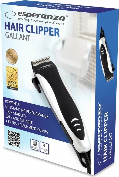 Makineri qethëse Esperanza Gallant EBC005S, e zezë/argjendtë