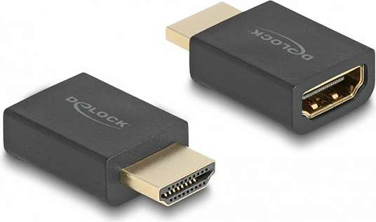 Adapter HDMI DeLOCK High Speed, mashkull në femër, 8K 60Hz, me Ethernet, i zi