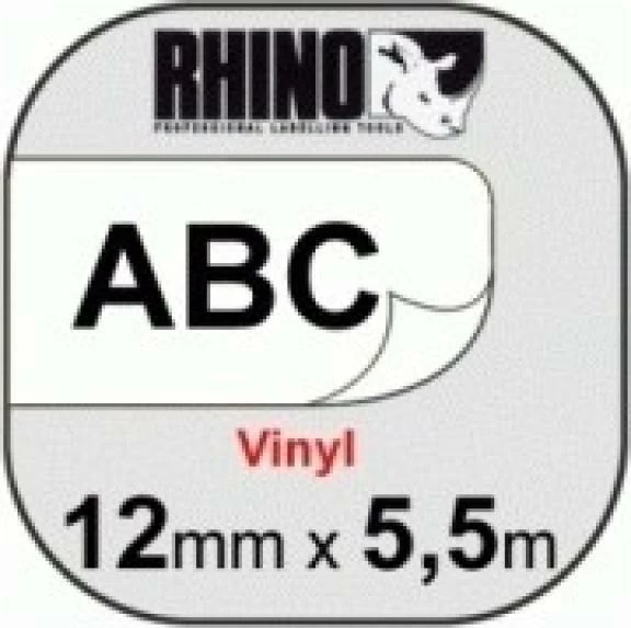 shirit etikete Dymo Rhino 18444 / S0718600 12mm x 5.5m vinyl, zi në bardhë, 1 copë