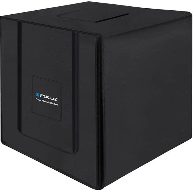 Tendë fotografike pa hije Puluz PU5080EU, 80x80x80cm, 156 LED, 8500 lumens, 5500K, me sfonda dhe çantë, e zezë