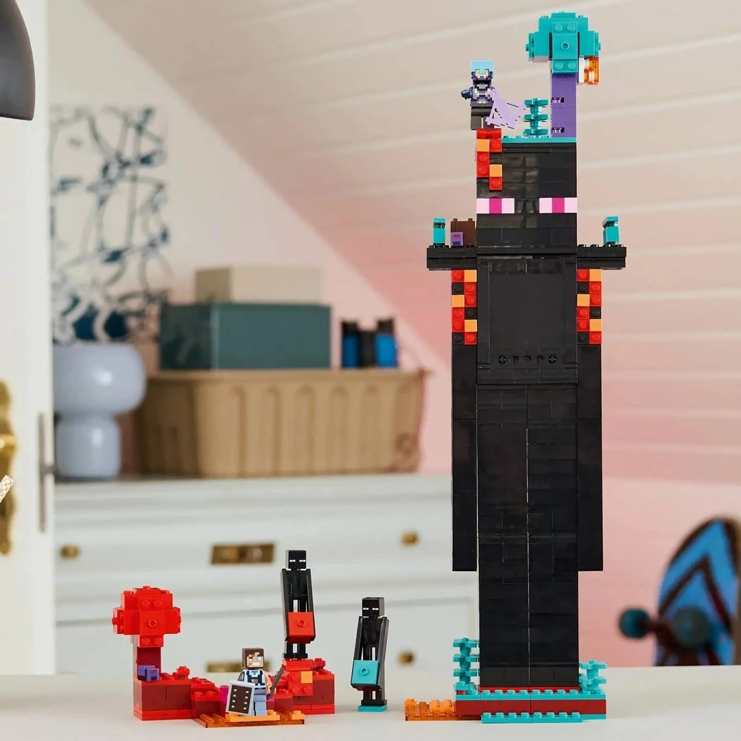 Set LEGO Minecraft The Enderman Tower 21279, 2 minifigura, për fëmijë 9+ vjeç