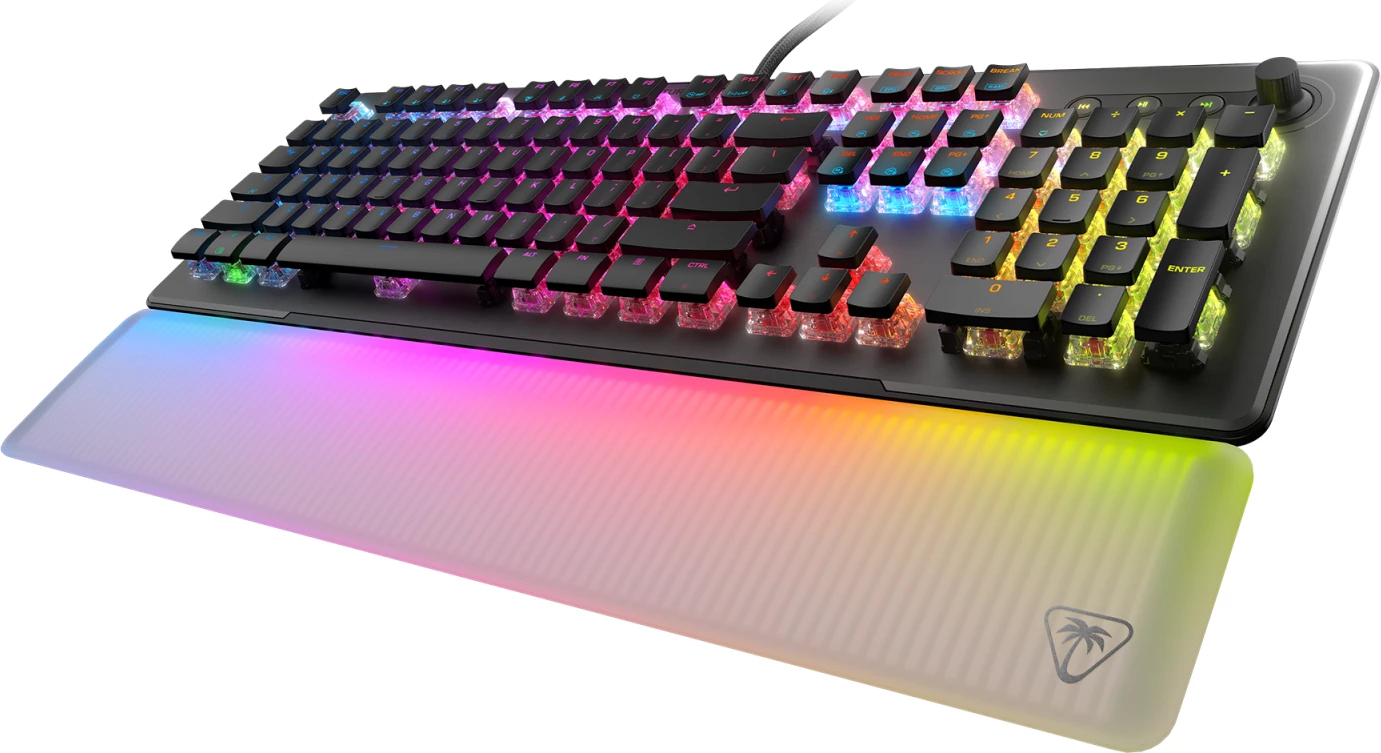 Tastierë mekanike gaming Turtle Beach Vulcan II Max, TITAN II Optical Red, full size, RGB, me mbështetëse dore, e zezë