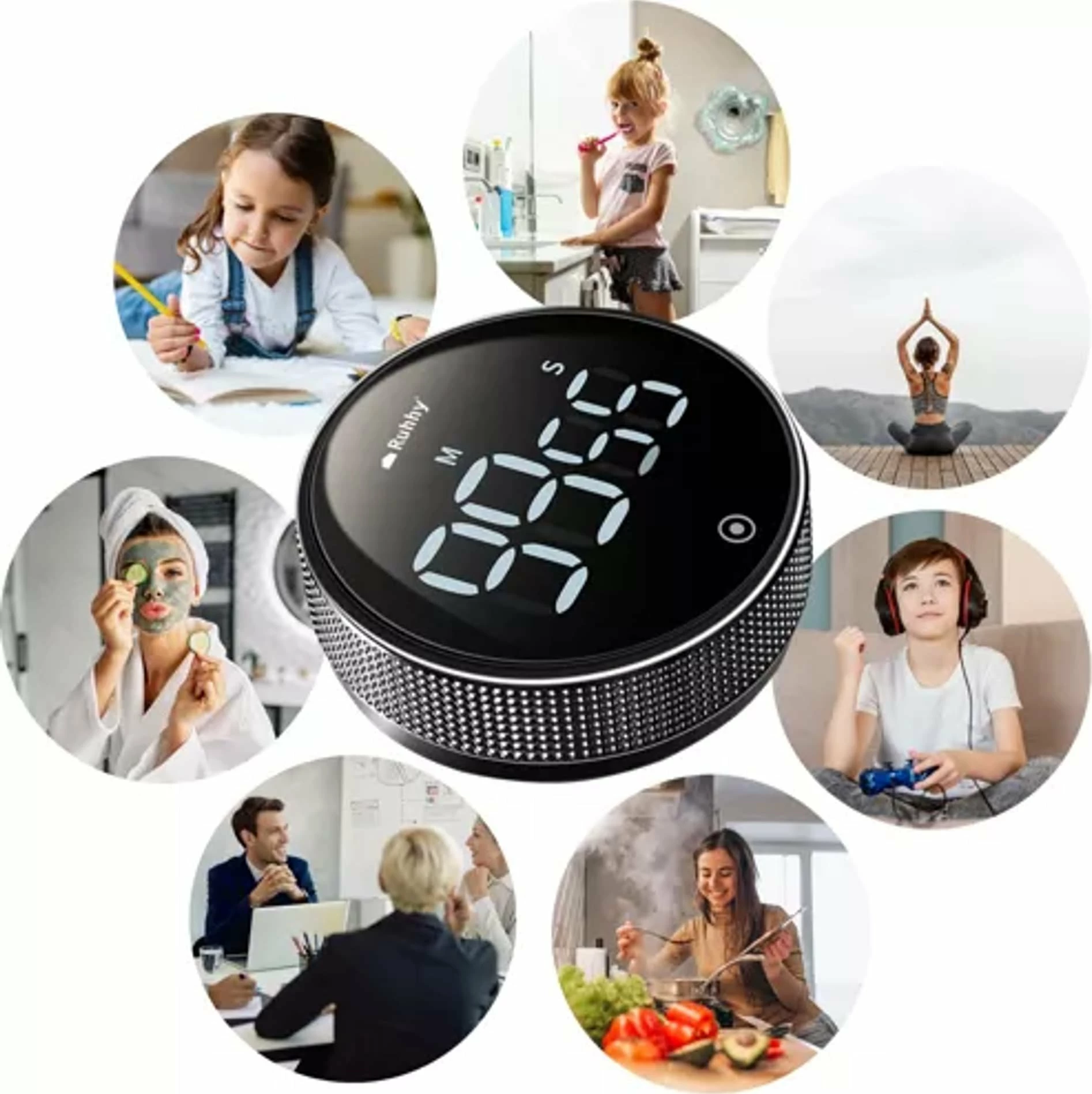 Timer digjital Tadar 5900779944022, magnetik, LCD, 0–99 min 55 sek, 3xAAA, e argjendtë
