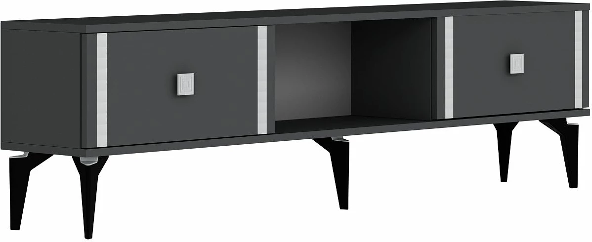 Komodë për TV Skye Decor, Doruk, antracit, argjend