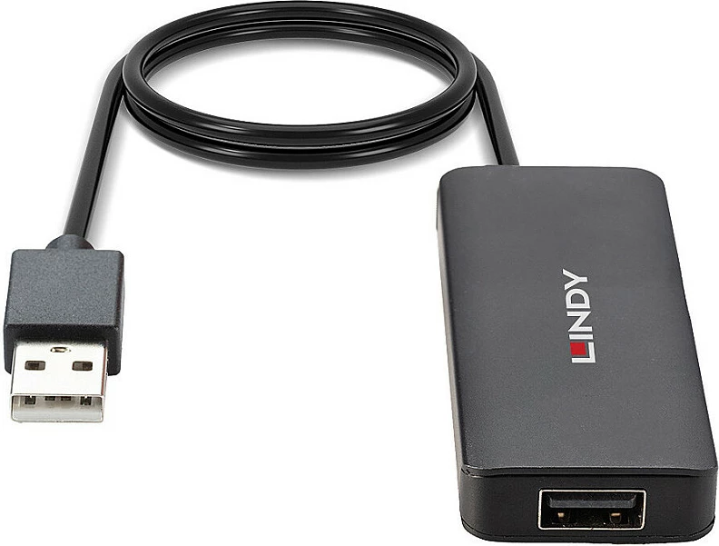 USB hub Lindy 4-Port USB 2.0, 480 Mbit/s, kabllo 0.8 m, i zi