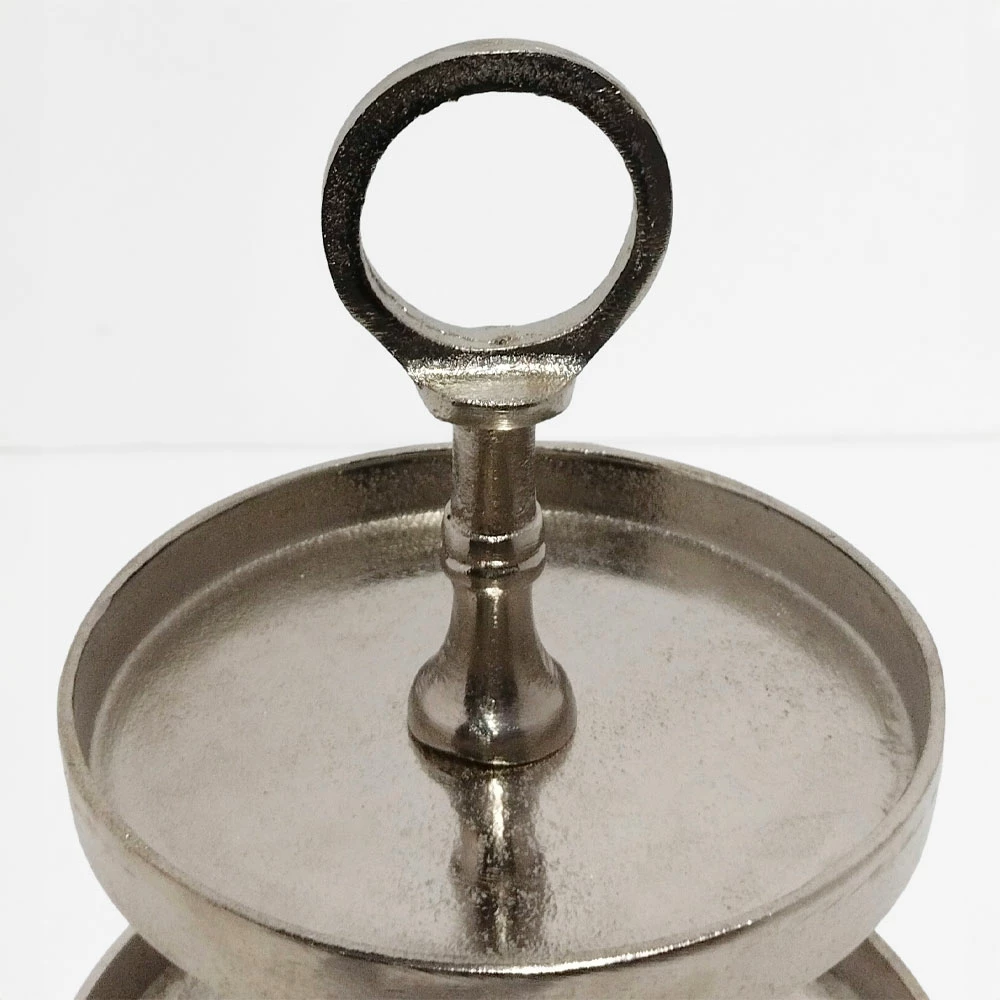 Stendë servirëse 3 nivele, alumin, argjend, 22x22x36cm