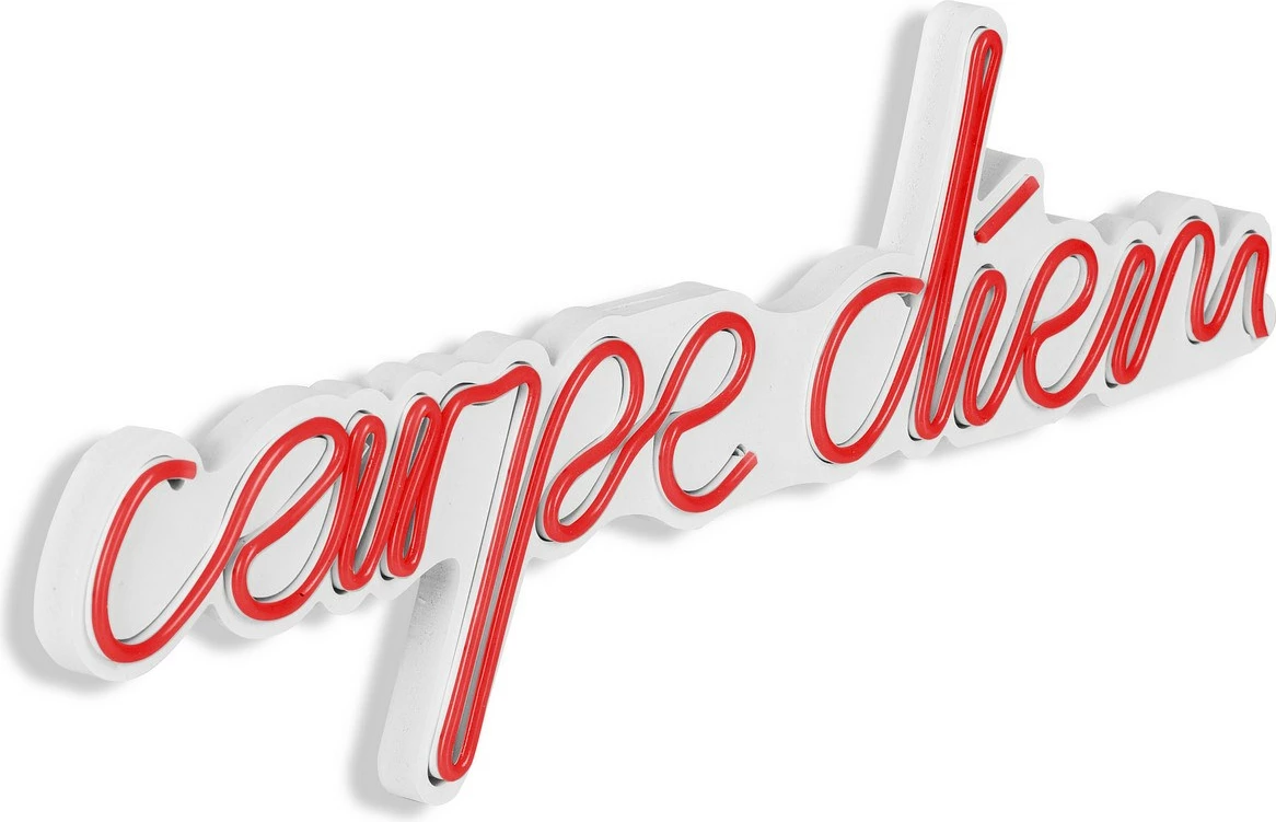 Dritë dekorative LED në mur, plastikë, 'carpe diem', e kuqe