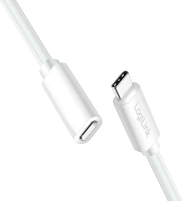 Kabllo USB Type-C LogiLink C/M në C/F, USB 2.0, 2 m, 100W, e bardhë