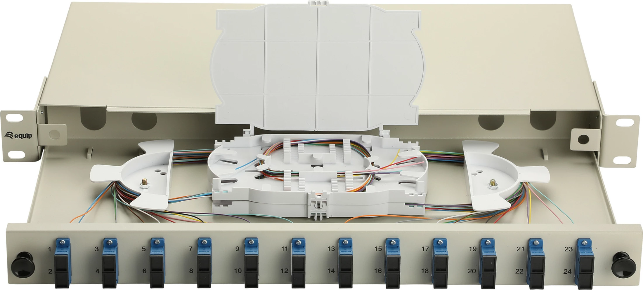 Panel fibër optike EQUIP 337301, 12-port SC Duplex, OS2, 1U Rack, Gri