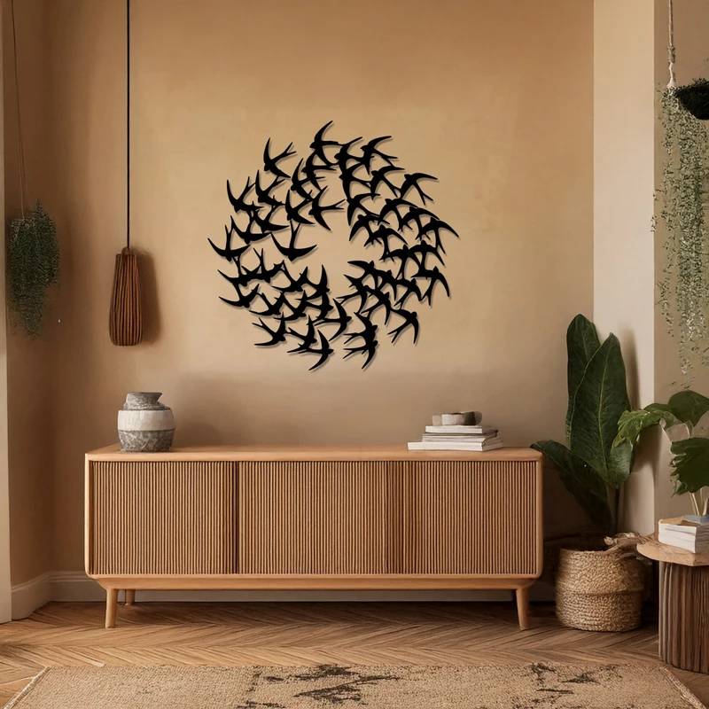 Dekor muri Swarm, metal i zi, 50x1.5cm