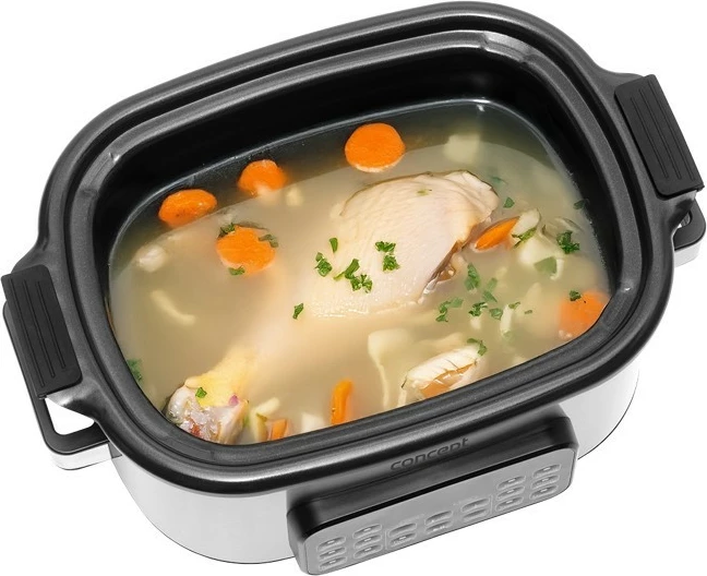 Multicooker/slow cooker Concept CK9000 6L 1250W 10 programe inox me shportë avulli dhe formë silikoni