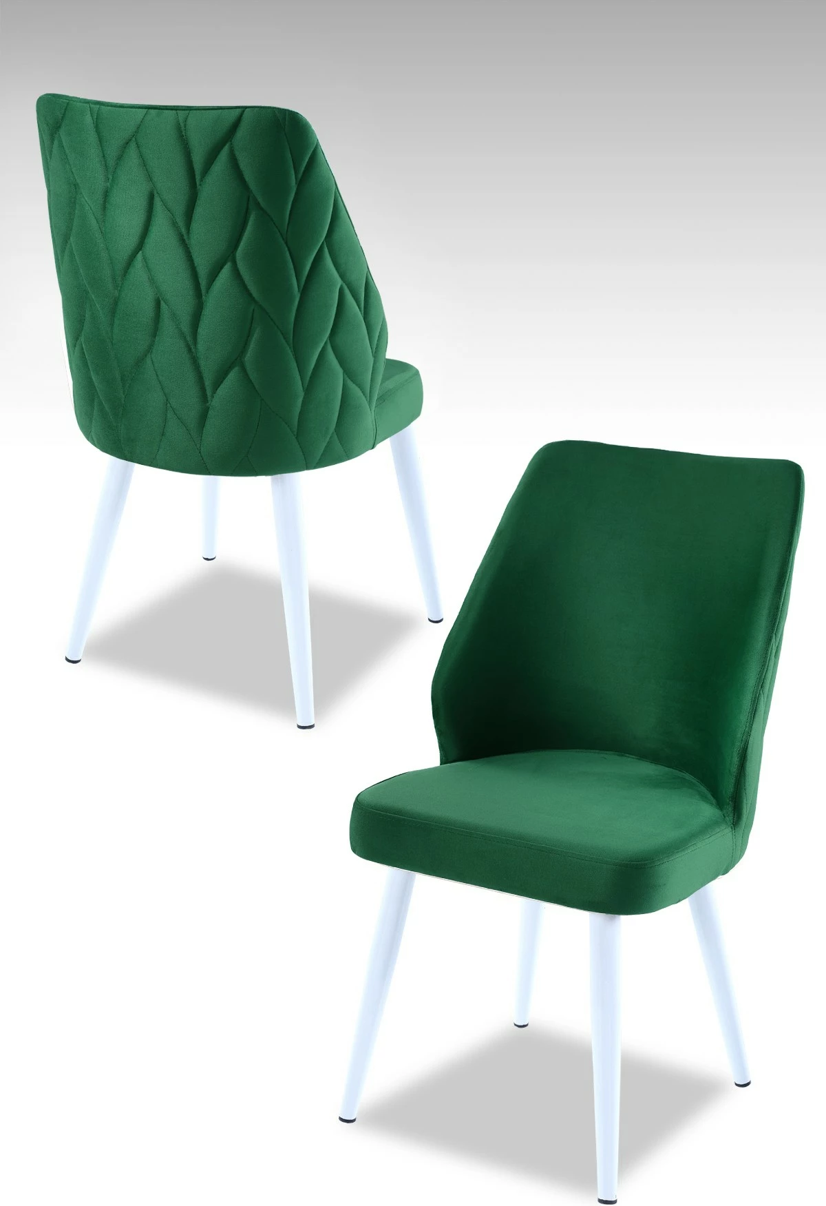Set karrigesh (2 copë), Hanah Home, Pufi, e gjelbër dhe e bardhë