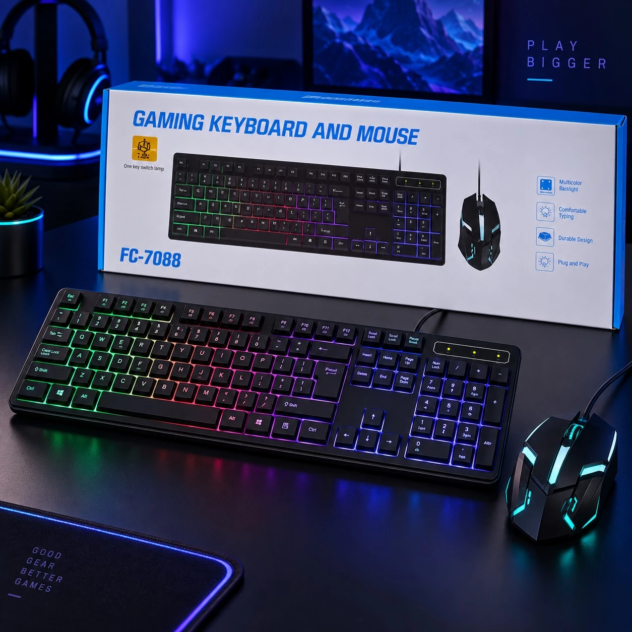 Set Gaming FC-7088 – Tastierë dhe Maus me Ndriçim Shumëngjyrësh