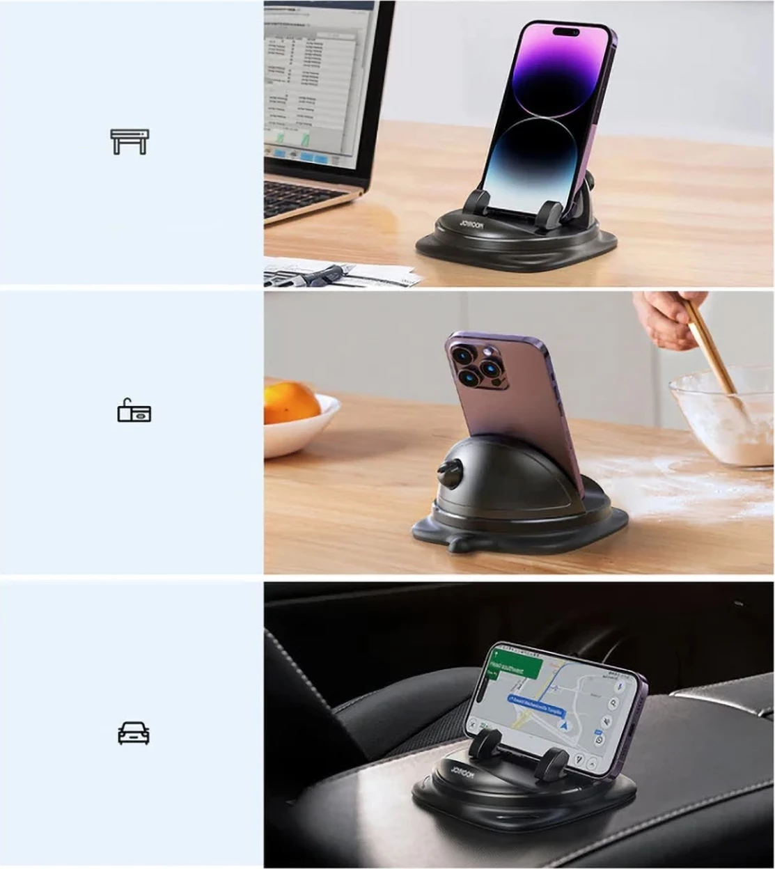 Mbështjellës telefoni Joyroom JR-ZS354 me thithëse, për veturë/zyrë/shtëpi, i zi