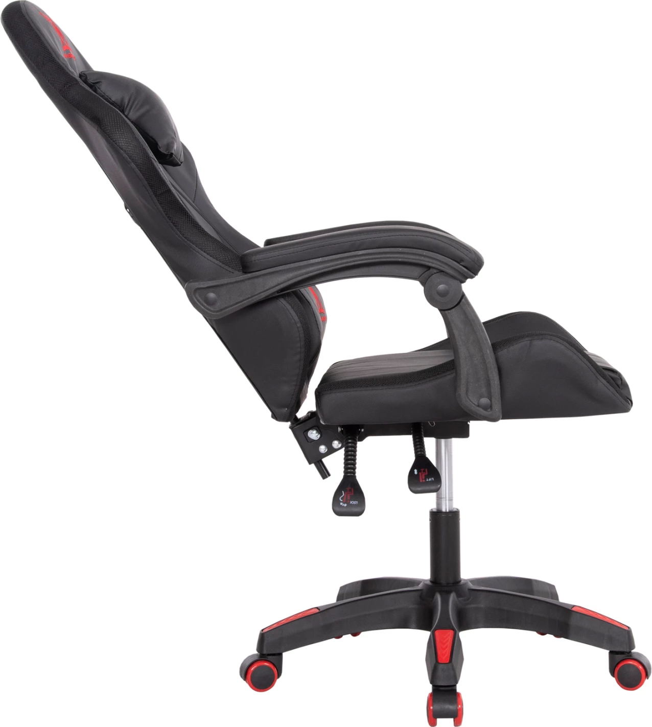 Karrige për lojëra DARREN FH1203.01, e zezë-kuqe, PVC & najlon, 51x49x125H cm
