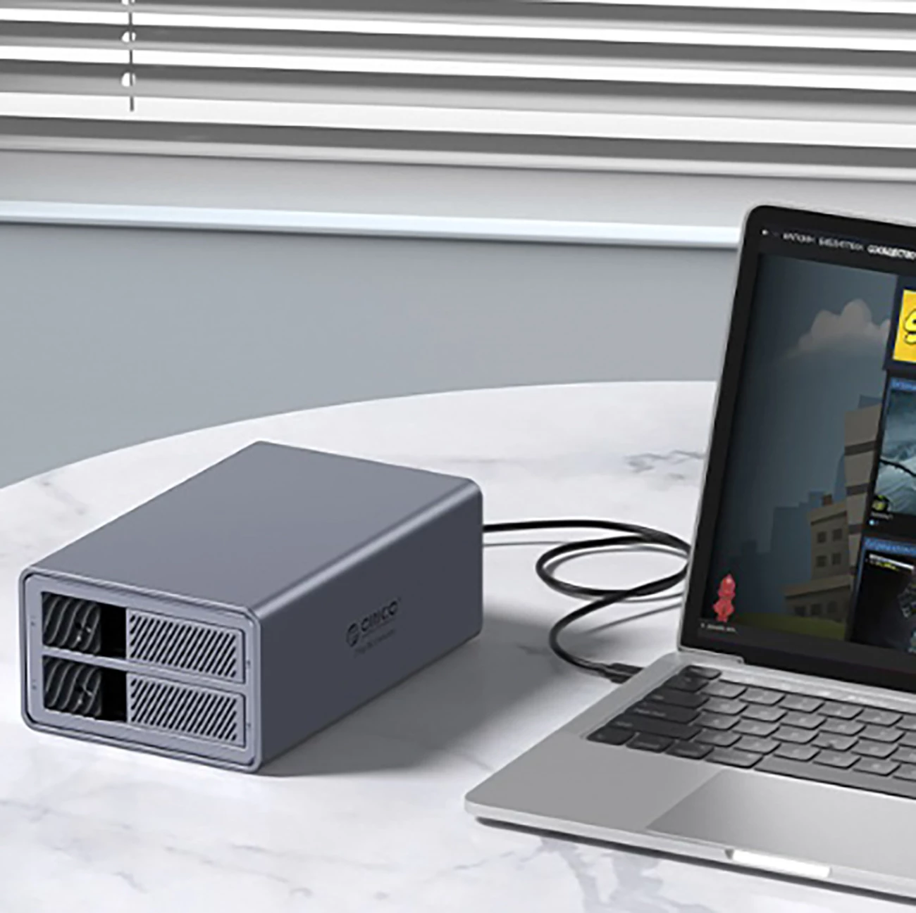Kasë Orico 9828RU3 për 2 disqe HDD/SSD 2.5"/3.5", RAID, USB 3.0, Gri